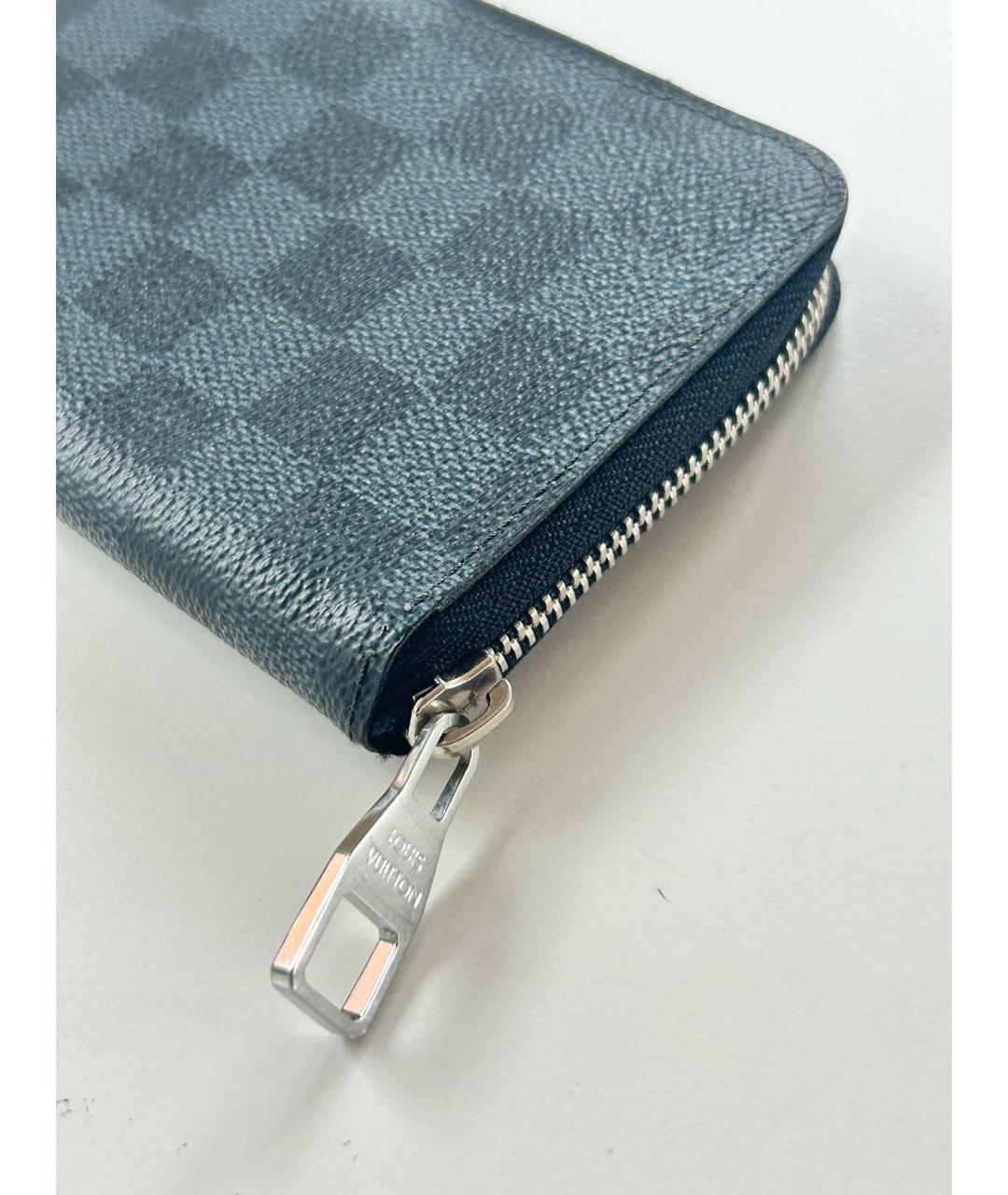 LOUIS VUITTON Антрацитовый кожаный кошелек, фото 4