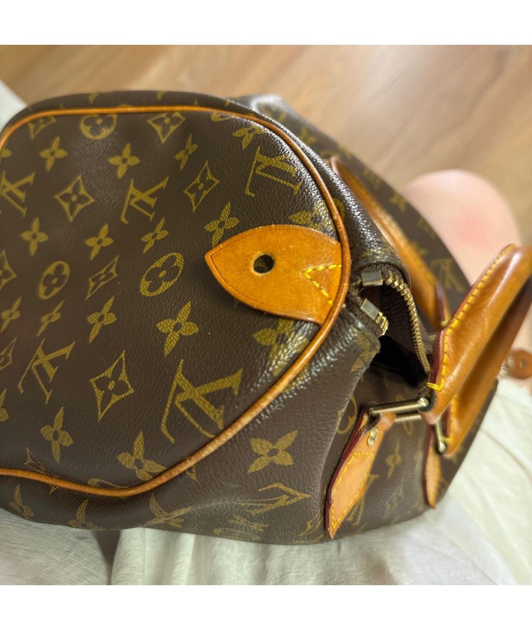 LOUIS VUITTON Коричневая кожаная сумка с короткими ручками, фото 8