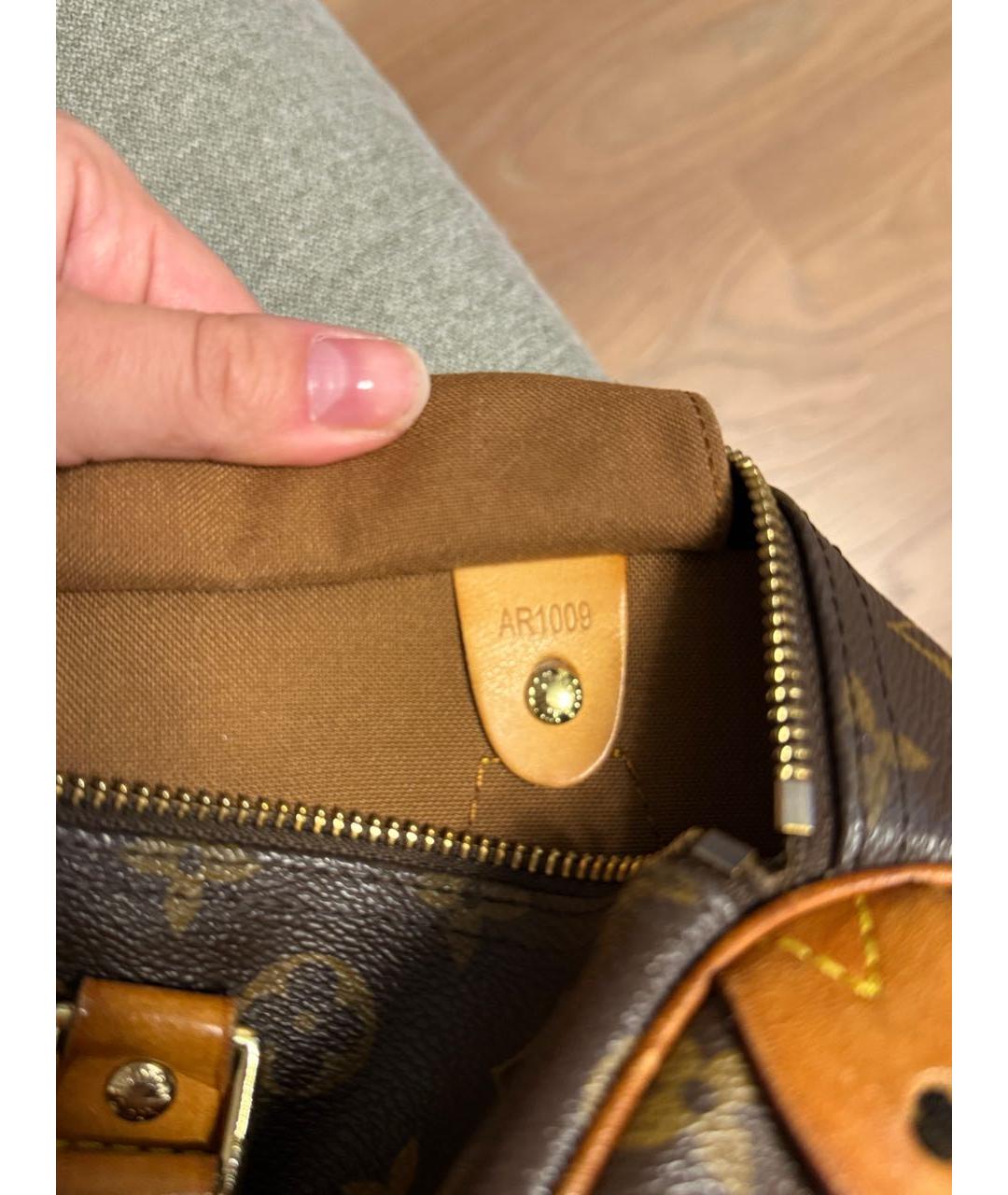 LOUIS VUITTON Коричневая кожаная сумка с короткими ручками, фото 2