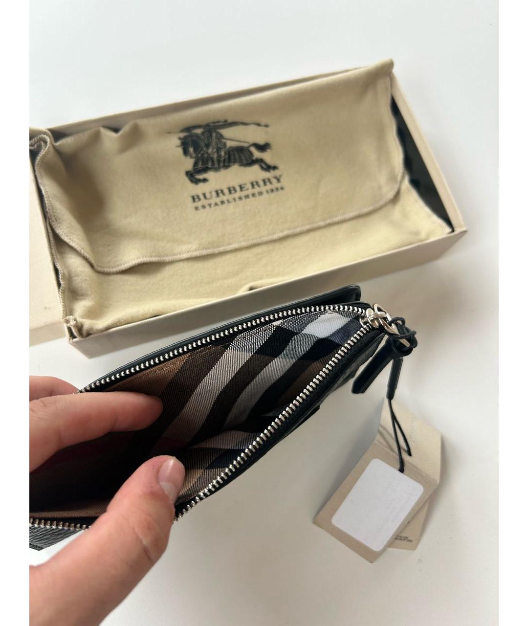 BURBERRY Черный кожаный кошелек, фото 3