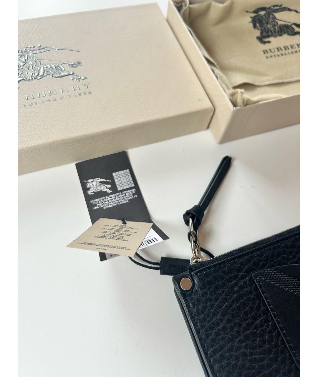 BURBERRY Черный кожаный кошелек, фото 5