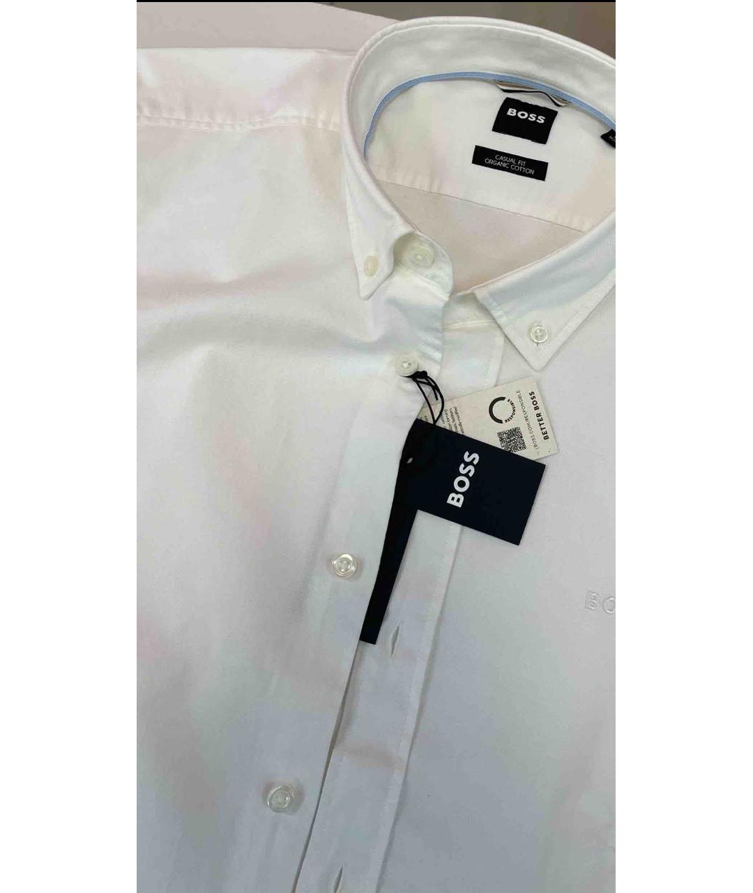 HUGO BOSS Белая хлопковая кэжуал рубашка, фото 3