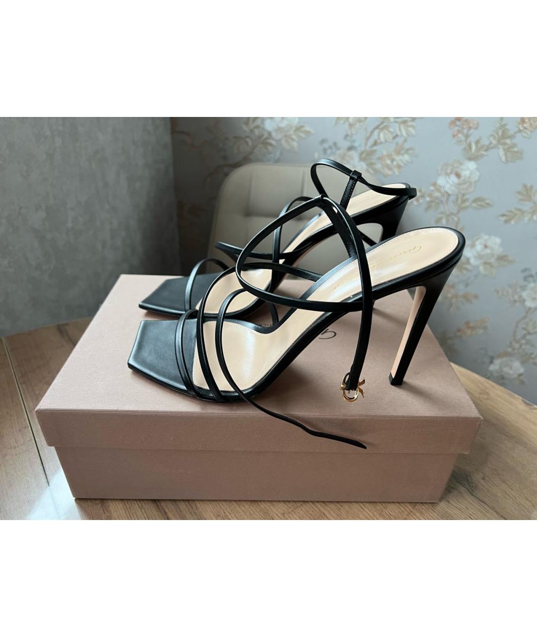 GIANVITO ROSSI Черные кожаные босоножки, фото 7