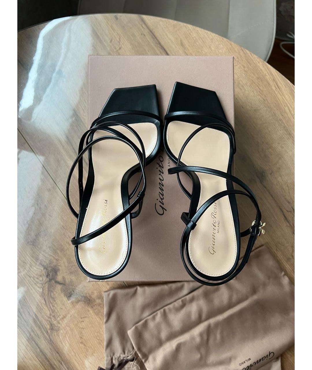GIANVITO ROSSI Черные кожаные босоножки, фото 3