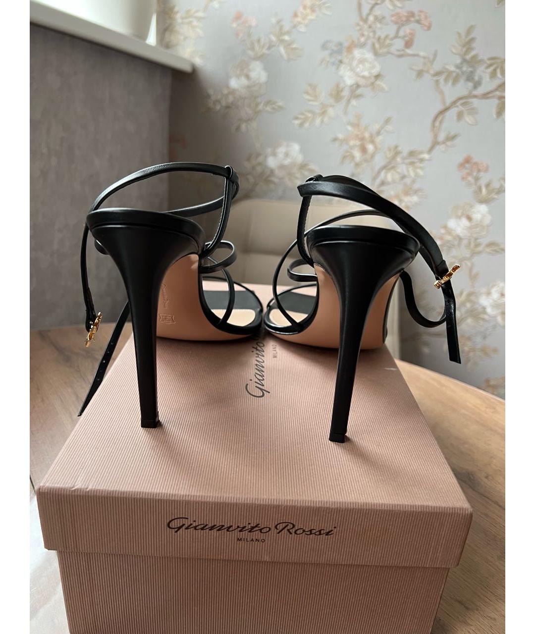 GIANVITO ROSSI Черные кожаные босоножки, фото 4