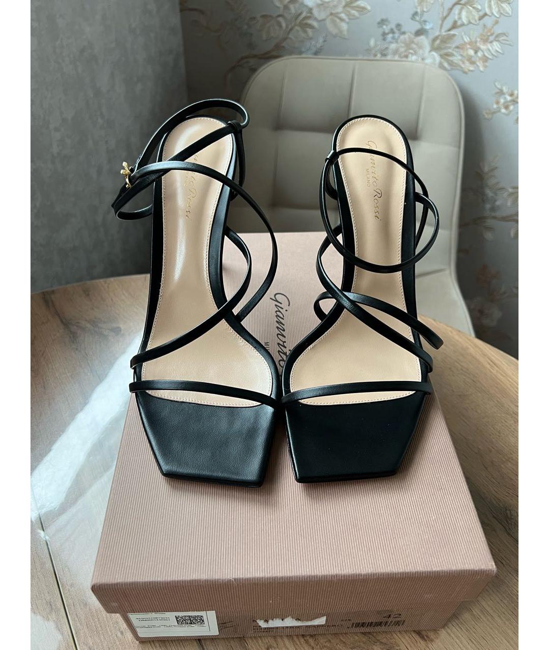 GIANVITO ROSSI Черные кожаные босоножки, фото 2
