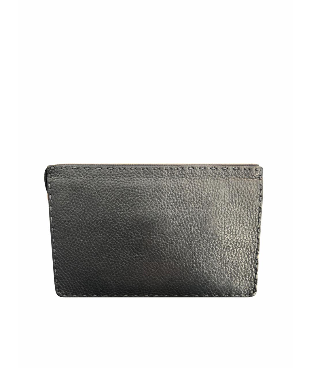 FENDI Темно-синяя кожаная барсетка, фото 1