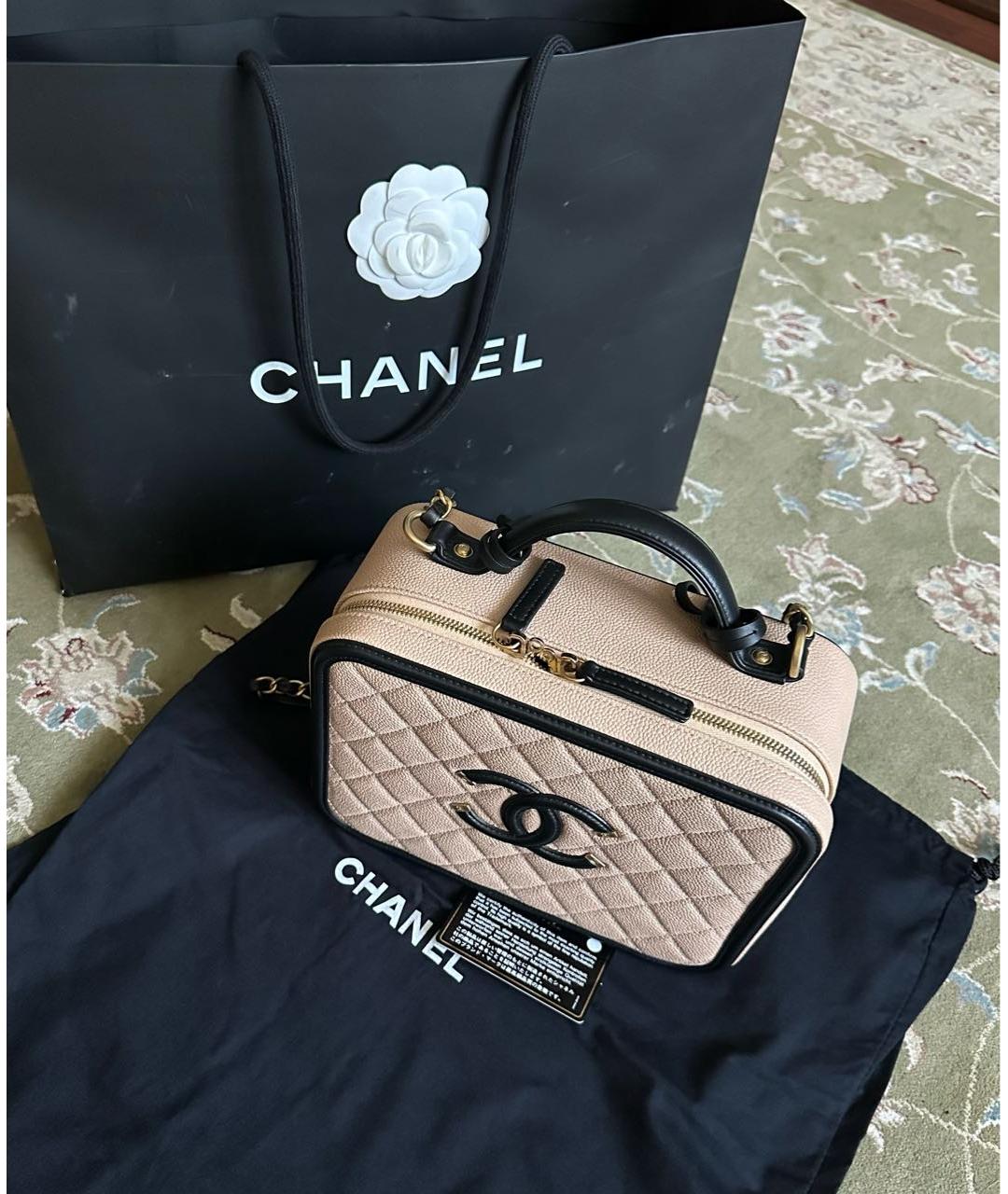 CHANEL Бежевая кожаная сумка через плечо, фото 4