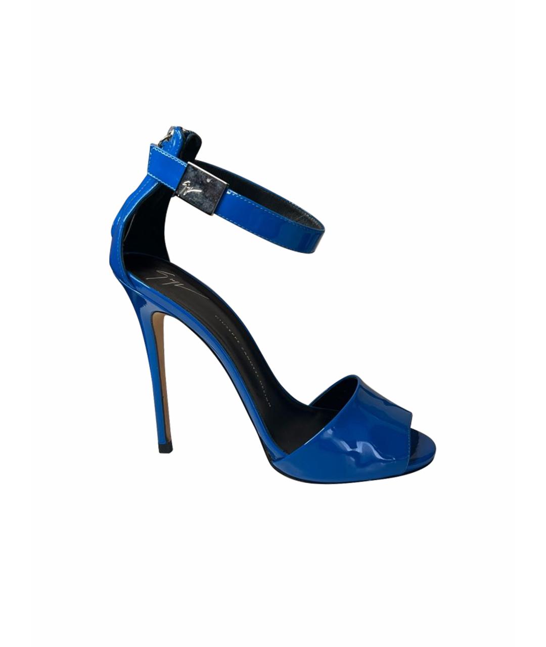 GIUSEPPE ZANOTTI DESIGN Синие босоножки из лакированной кожи, фото 1