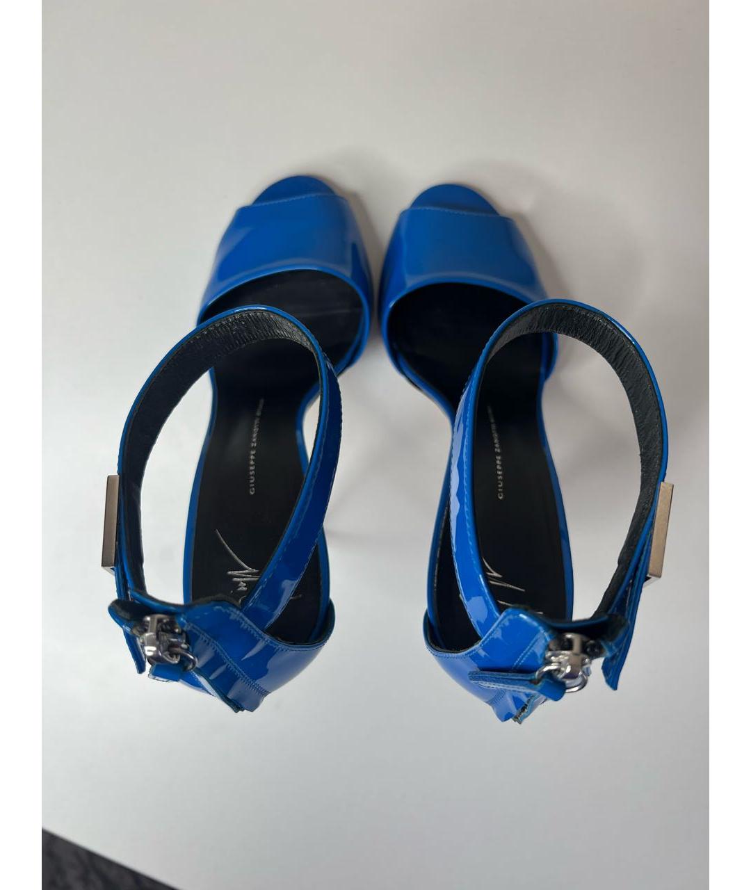 GIUSEPPE ZANOTTI DESIGN Синие босоножки из лакированной кожи, фото 3