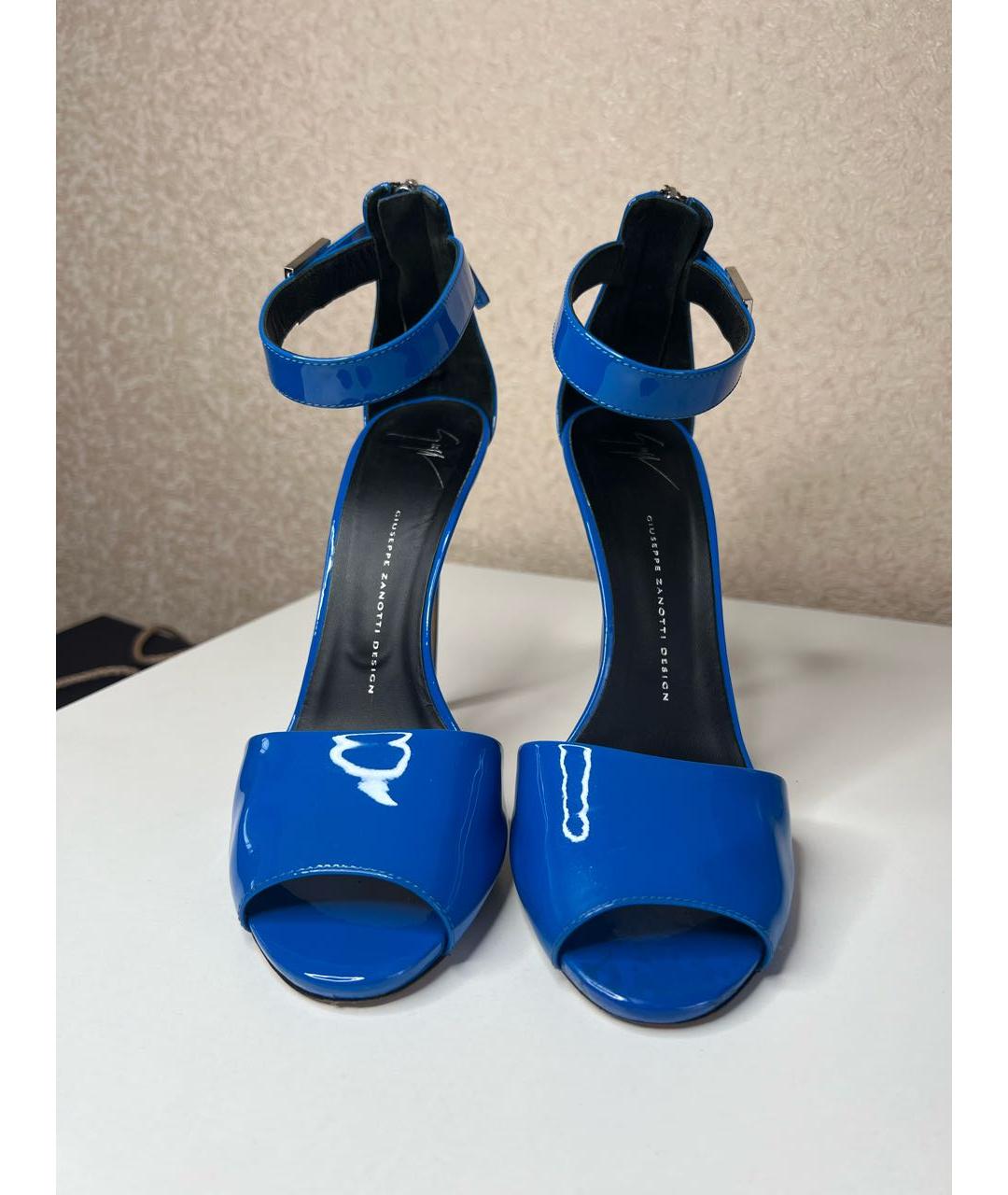GIUSEPPE ZANOTTI DESIGN Синие босоножки из лакированной кожи, фото 2