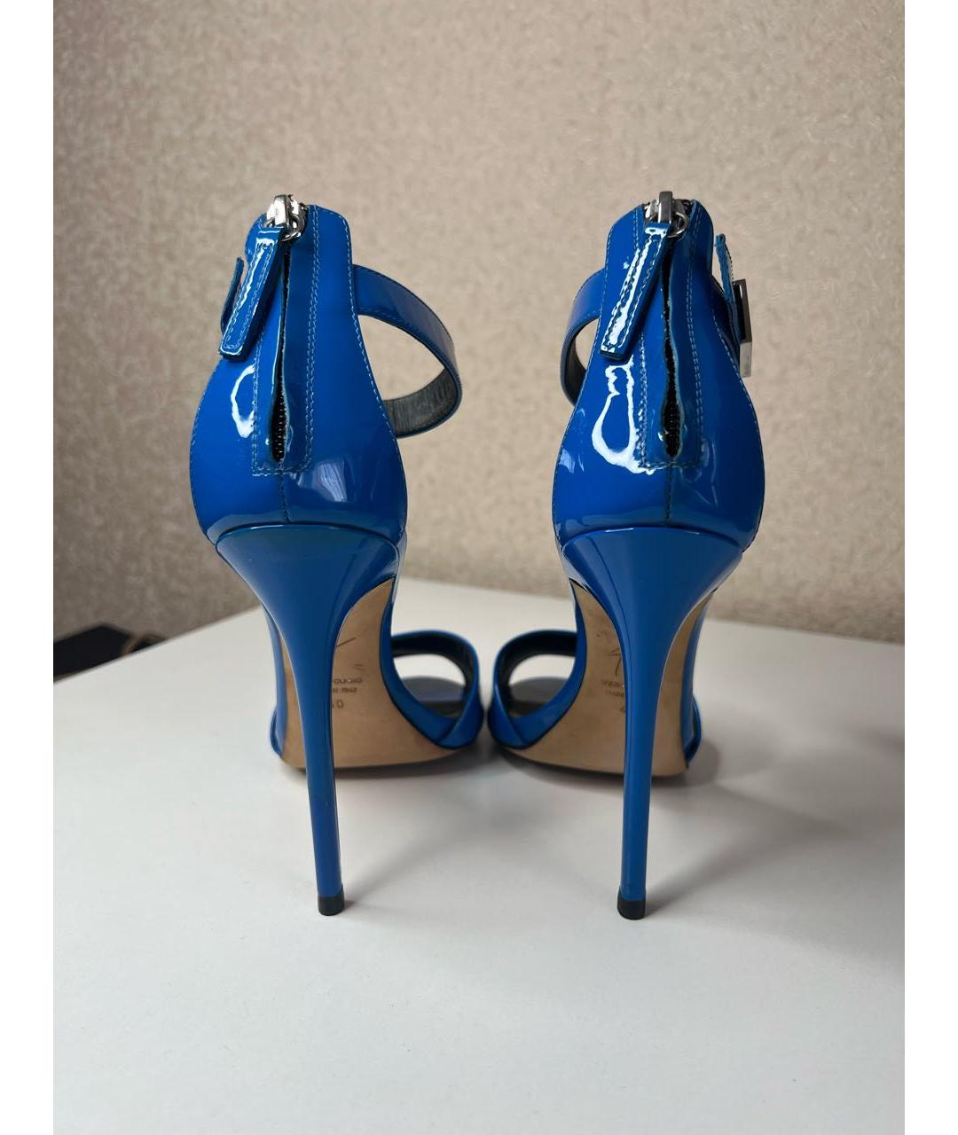 GIUSEPPE ZANOTTI DESIGN Синие босоножки из лакированной кожи, фото 4