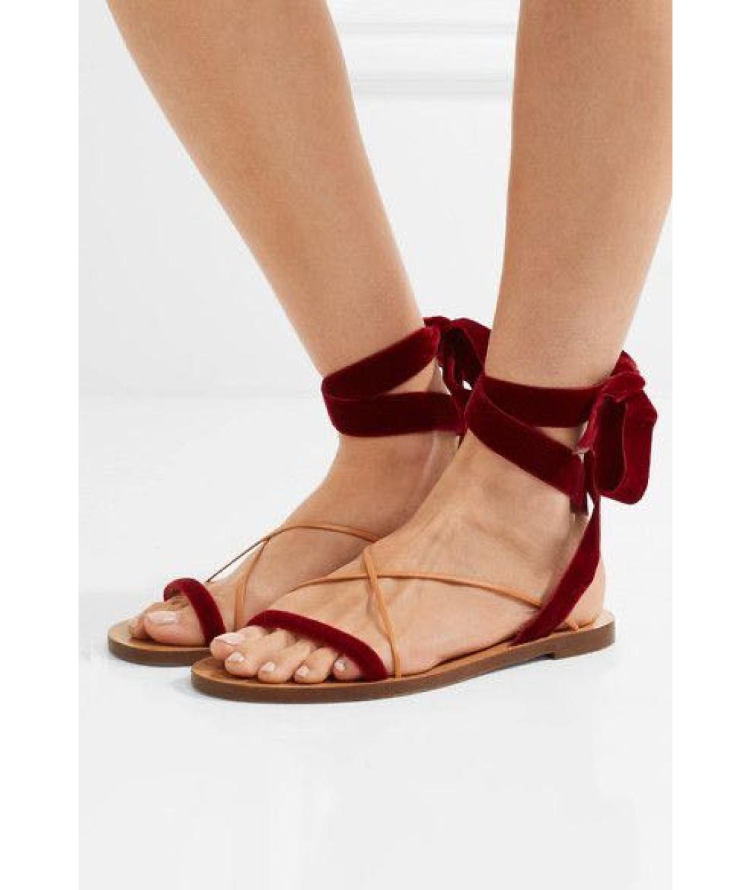VALENTINO Бордовые бархатные сандалии, фото 8