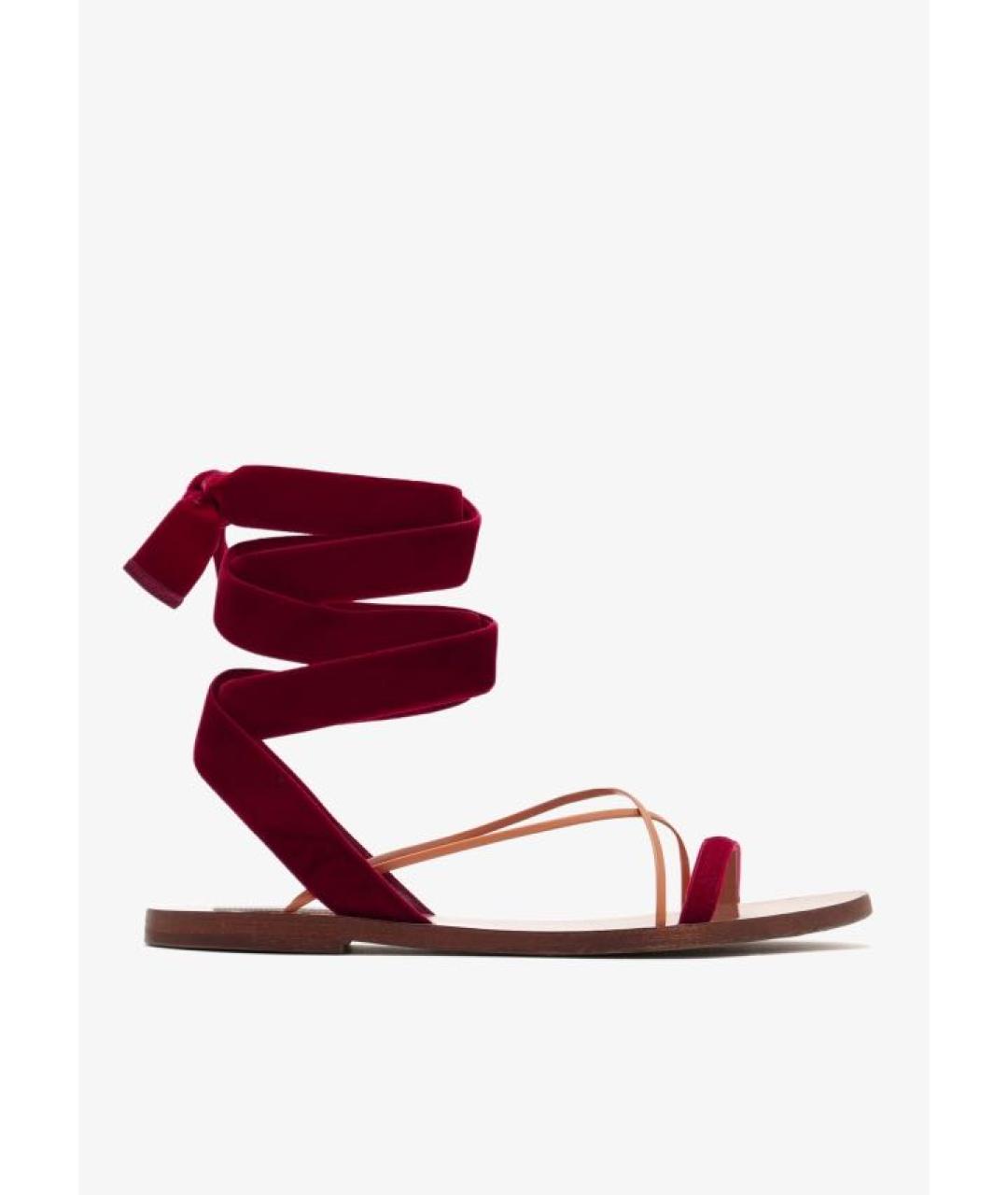 VALENTINO Бордовые бархатные сандалии, фото 9
