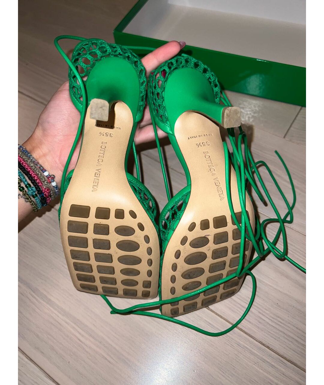 BOTTEGA VENETA Зеленые кожаные туфли, фото 4