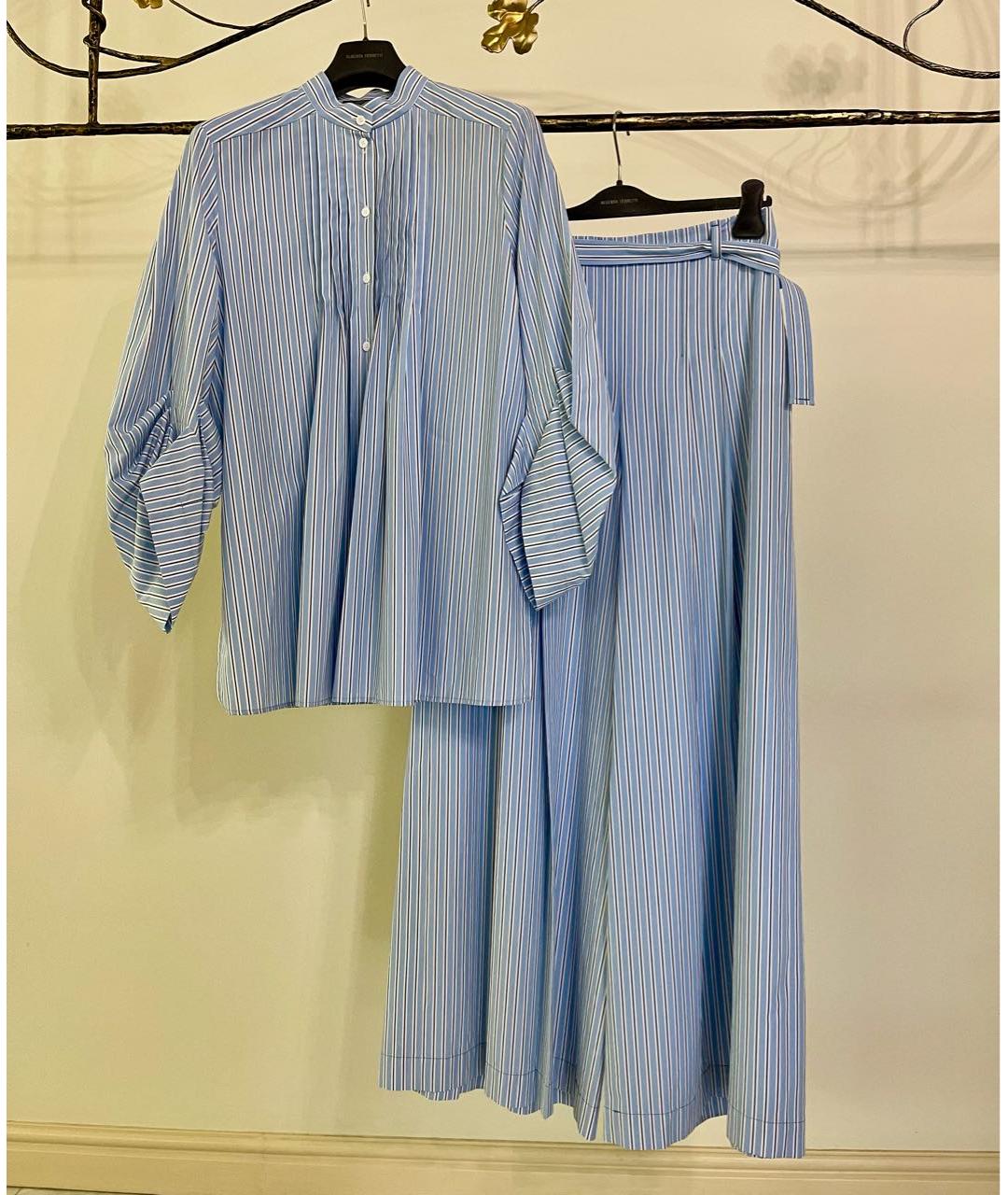 ALBERTA FERRETTI Голубые хлопковые брюки широкие, фото 2