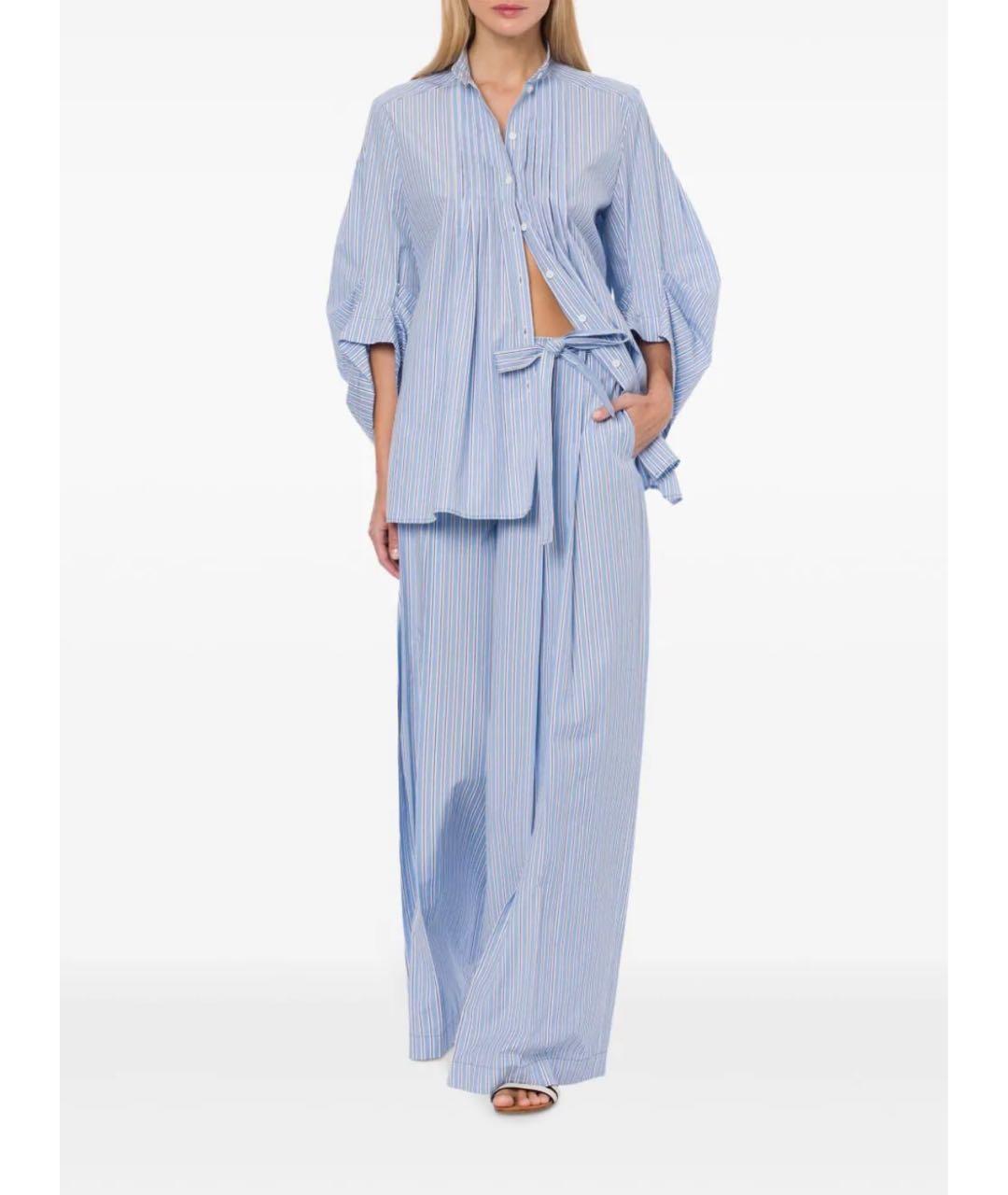 ALBERTA FERRETTI Голубые хлопковые брюки широкие, фото 4