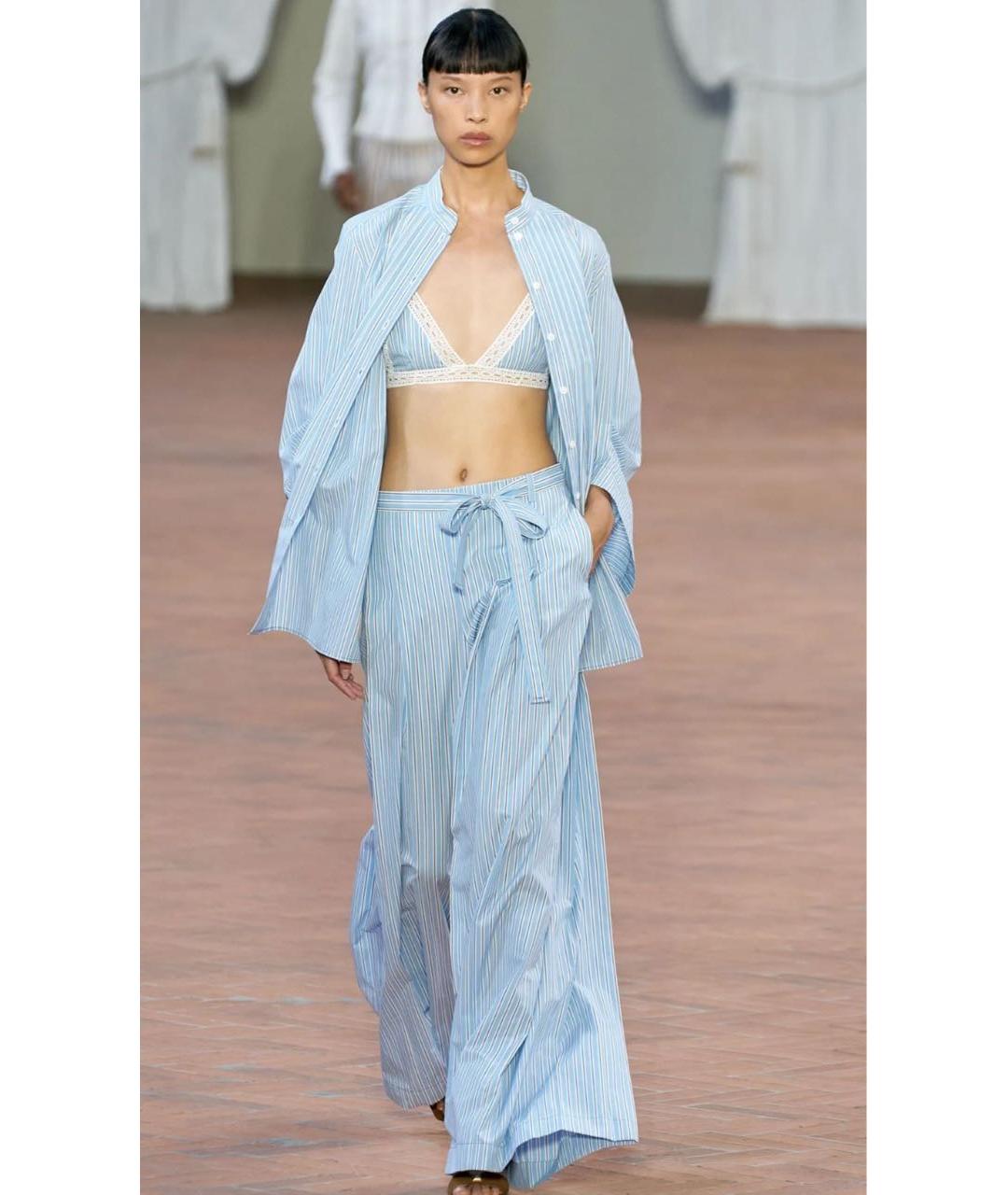 ALBERTA FERRETTI Голубые хлопковые брюки широкие, фото 6