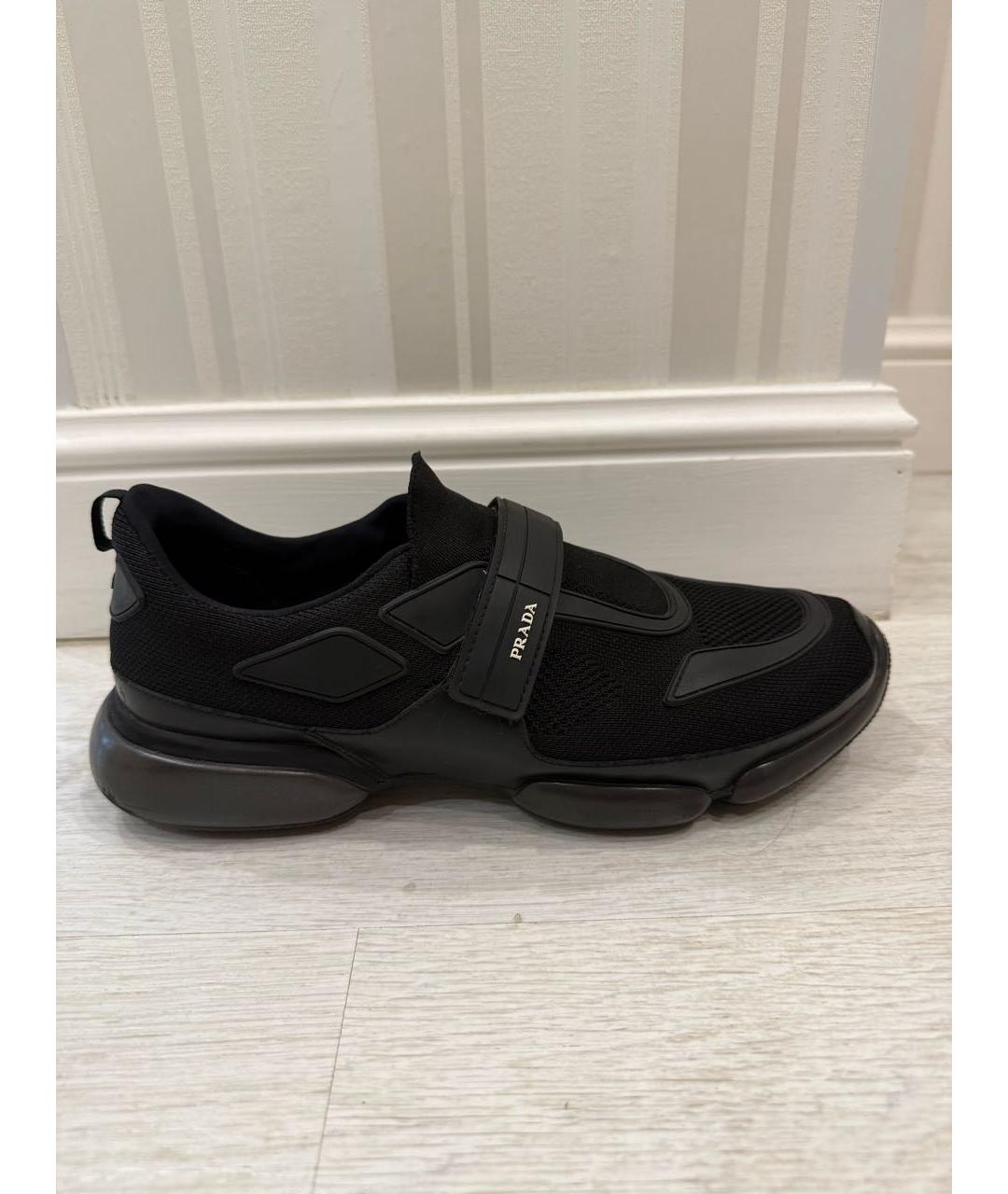 PRADA Черные текстильные низкие кроссовки / кеды, фото 6