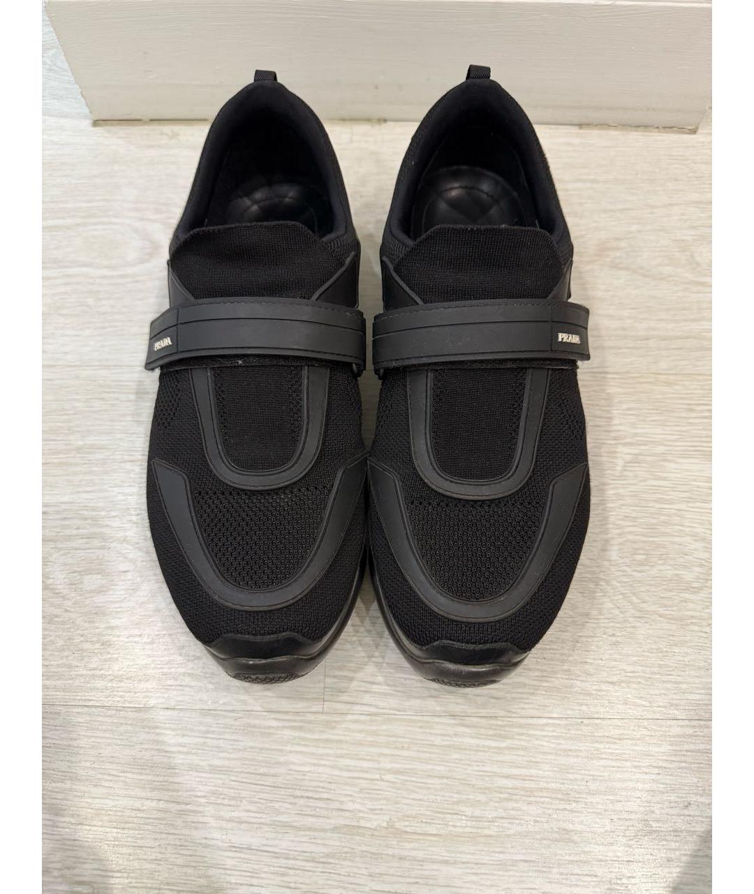 PRADA Черные текстильные низкие кроссовки / кеды, фото 2