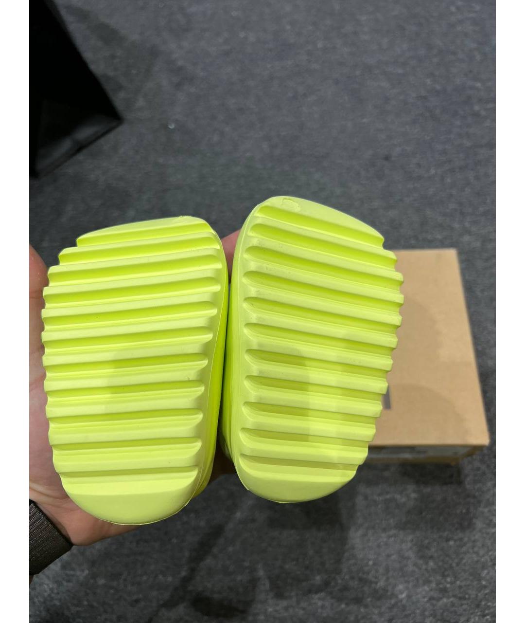 ADIDAS YEEZY Салатовые резиновые сандалии и шлепанцы, фото 4
