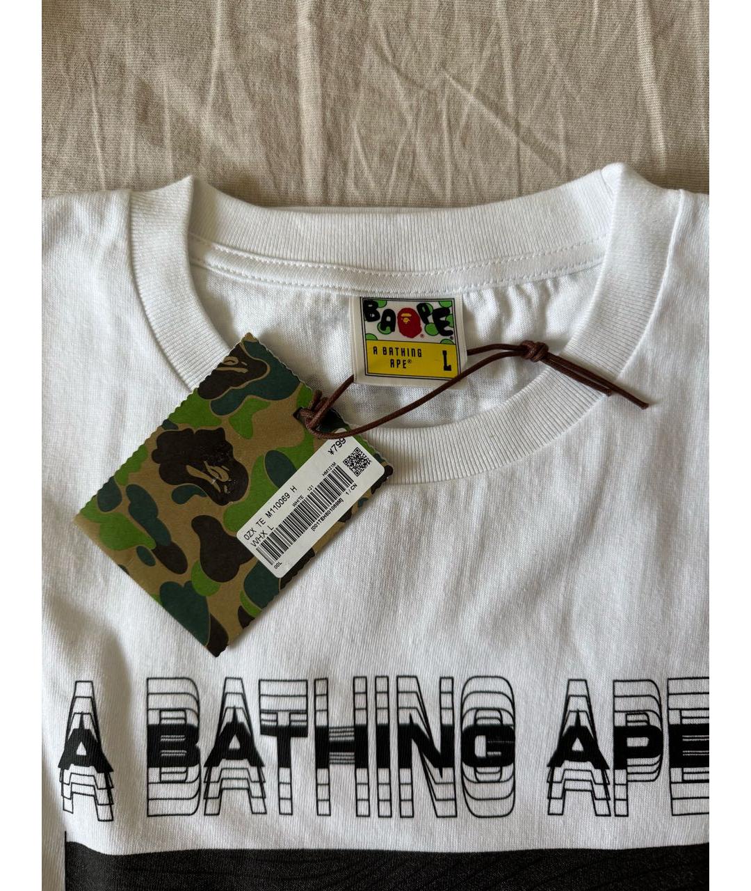 A BATHING APE Белая хлопковая футболка, фото 3