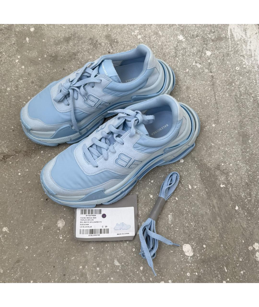 BALENCIAGA Голубые текстильные кроссовки, фото 9
