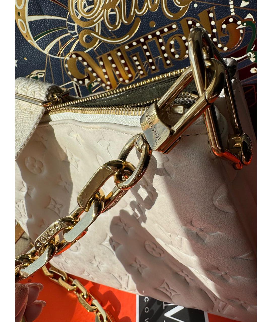 LOUIS VUITTON Белая кожаная сумка через плечо, фото 5