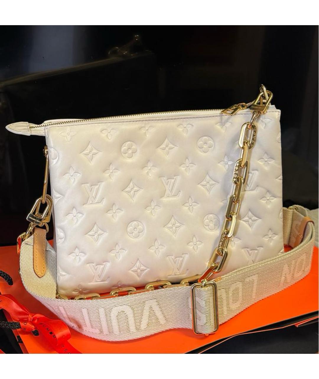 LOUIS VUITTON Белая кожаная сумка через плечо, фото 6