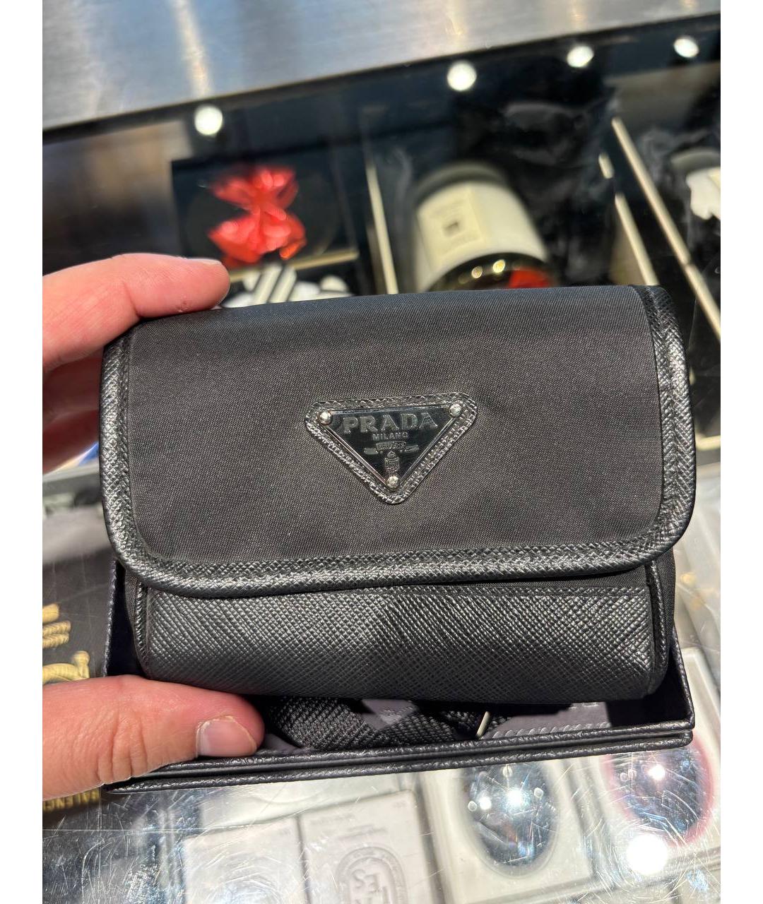 PRADA Черная синтетическая поясная сумка, фото 3