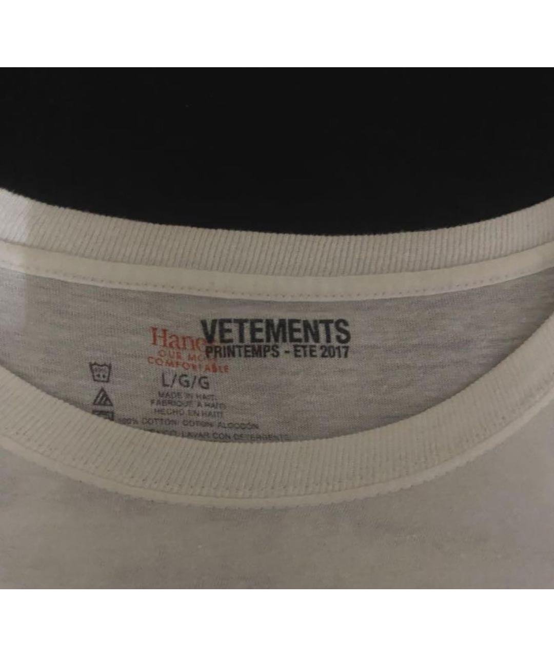 VETEMENTS Белая хлопковая футболка, фото 4