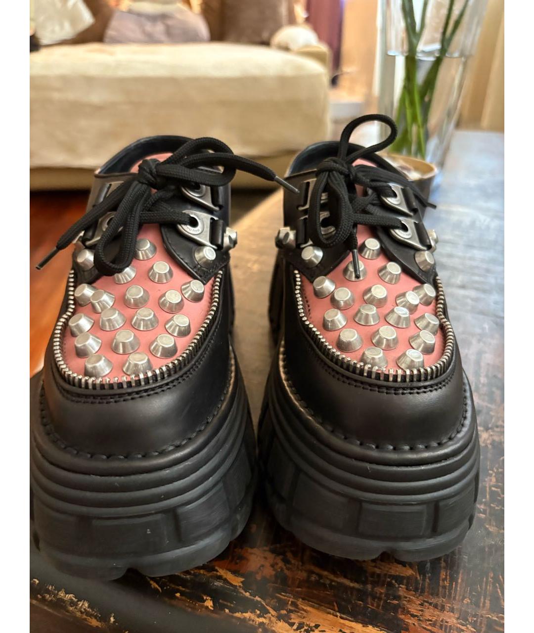 MIU MIU Черные кожаные ботинки, фото 2