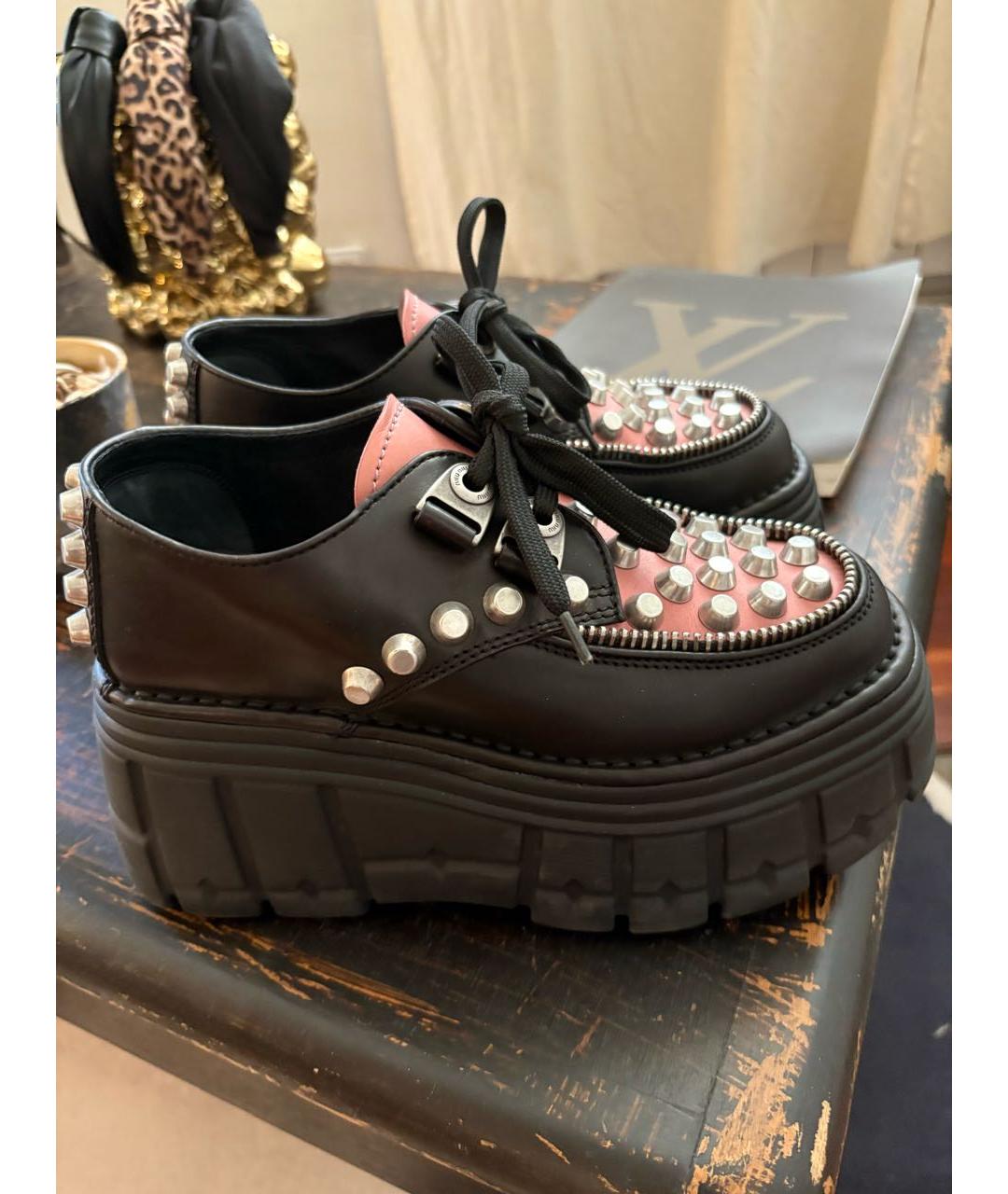 MIU MIU Черные кожаные ботинки, фото 5