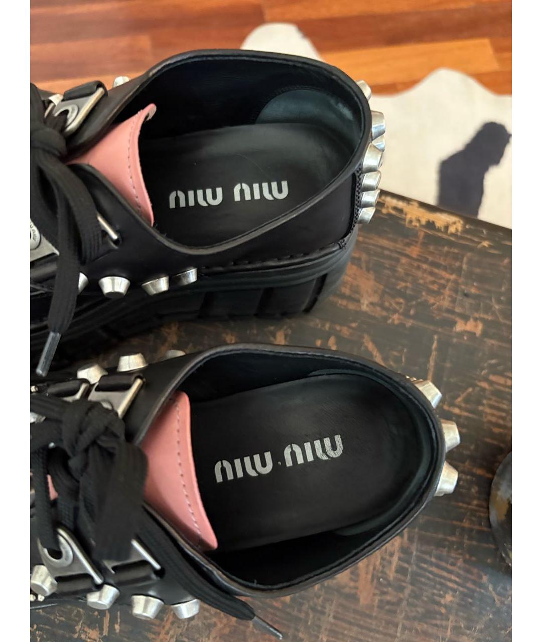 MIU MIU Черные кожаные ботинки, фото 4