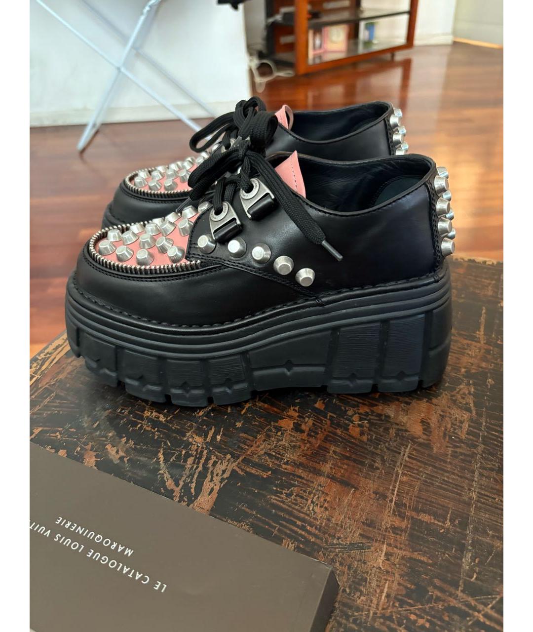 MIU MIU Черные кожаные ботинки, фото 3