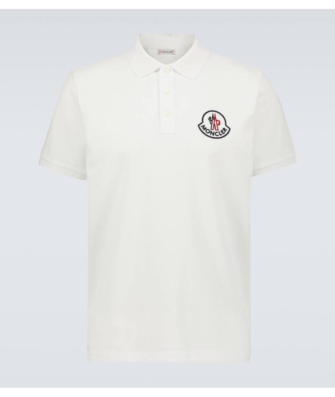 MONCLER Белое хлопковое поло с коротким рукавом, фото 7