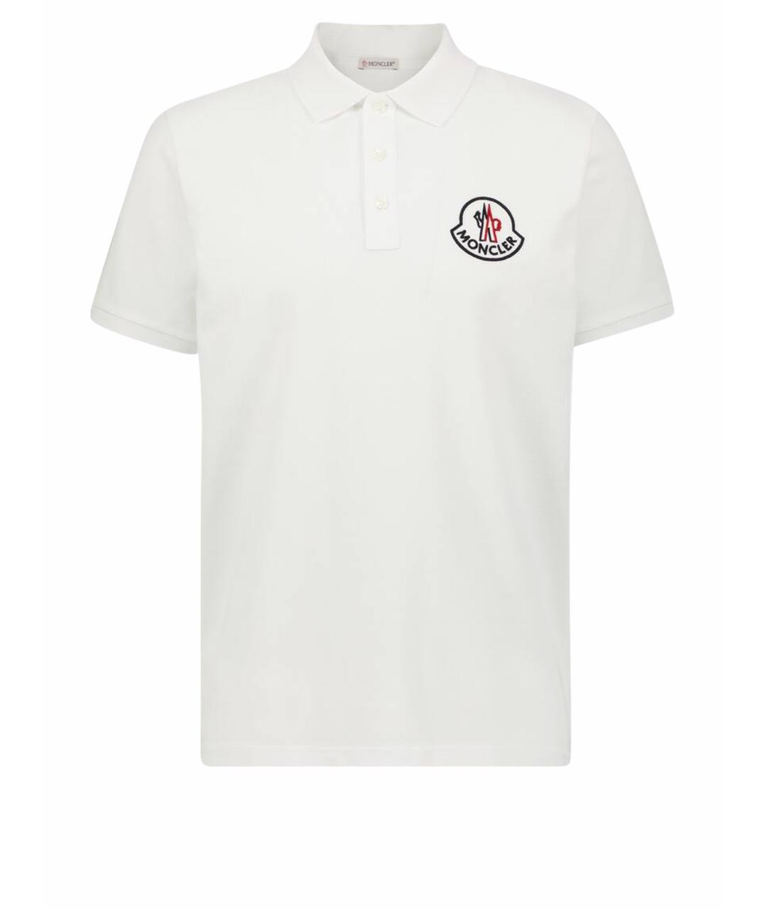 MONCLER Белое хлопковое поло с коротким рукавом, фото 1