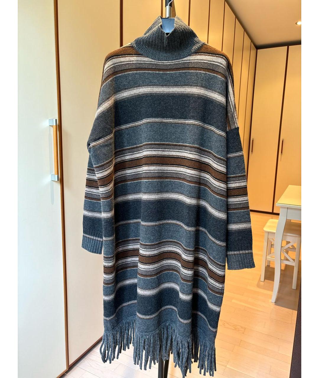 WEEKEND MAX MARA Синее шерстяное повседневное платье, фото 8