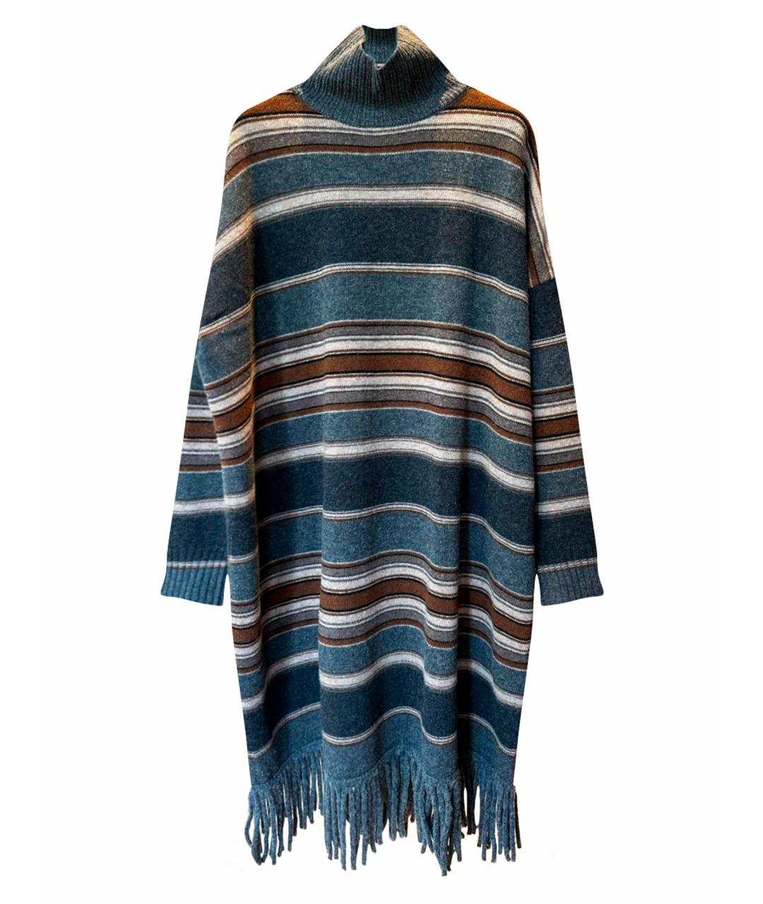 WEEKEND MAX MARA Синее шерстяное повседневное платье, фото 1