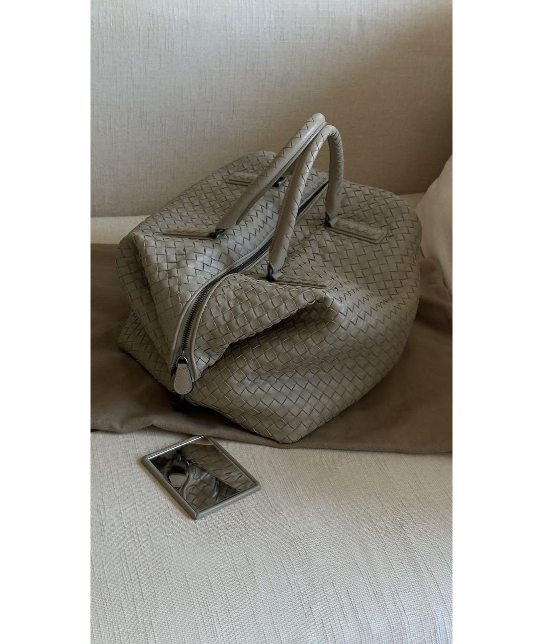 BOTTEGA VENETA Серая кожаная сумка тоут, фото 4