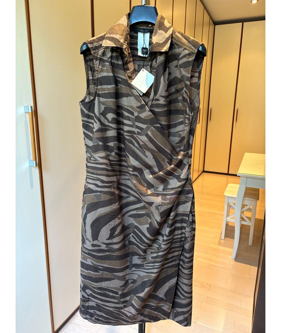 WEEKEND MAX MARA Коричневое хлопковое повседневное платье, фото 9