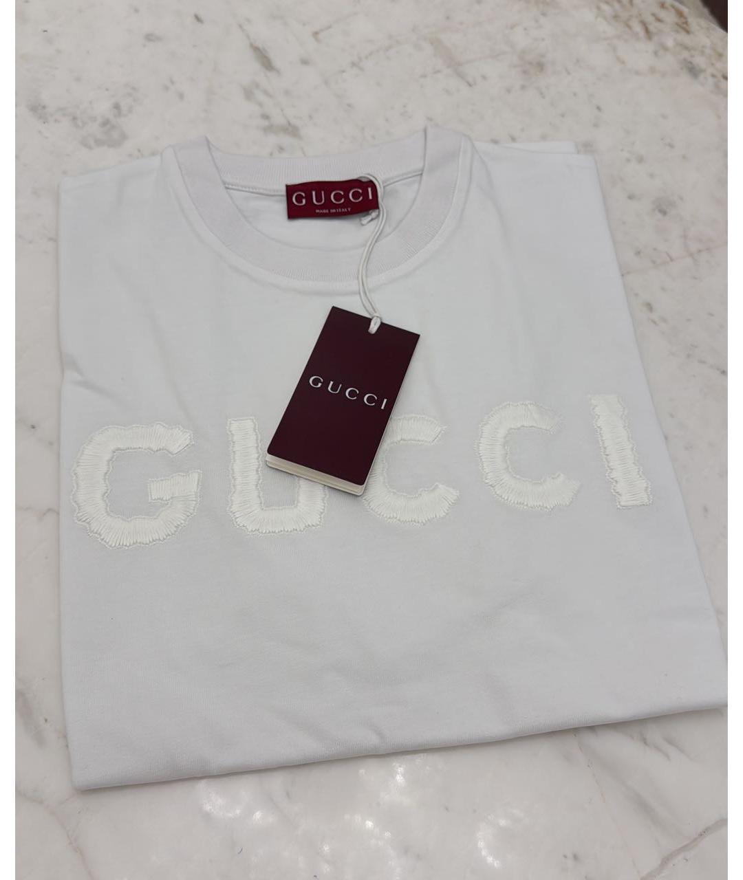 GUCCI Белая хлопковая футболка, фото 5