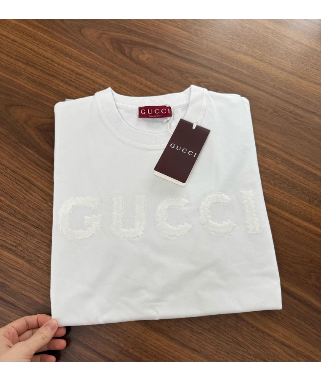 GUCCI Белая хлопковая футболка, фото 4