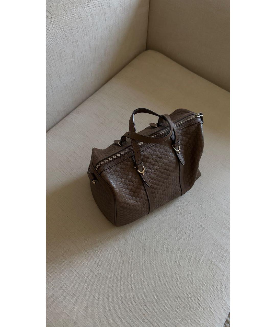 GUCCI Коричневая кожаная дорожная/спортивная сумка, фото 2