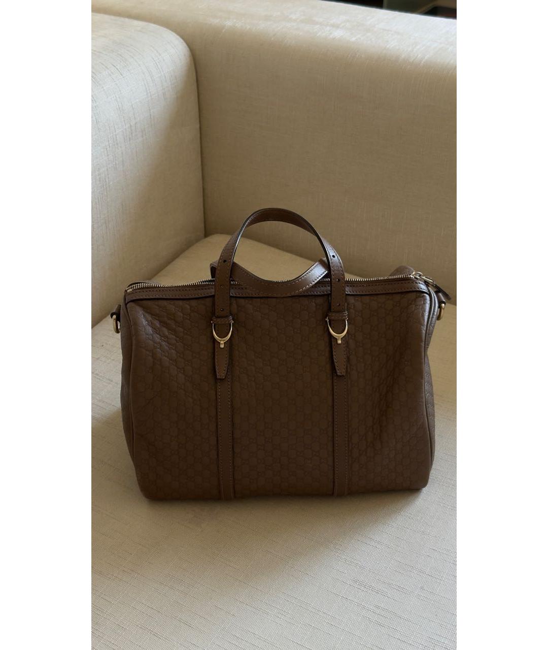 GUCCI Коричневая кожаная дорожная/спортивная сумка, фото 3