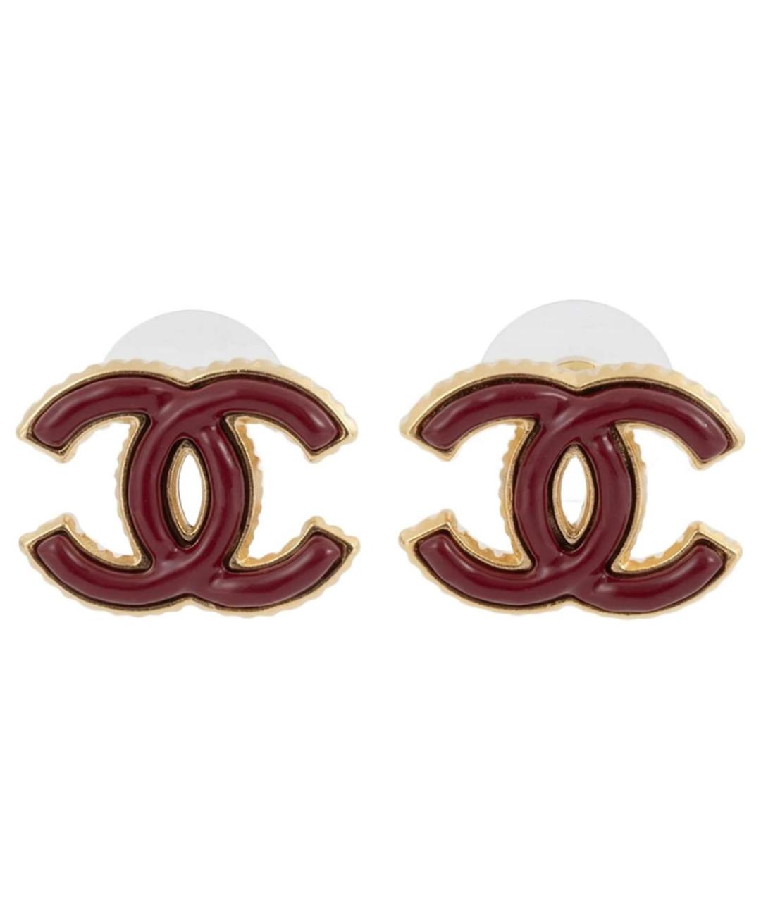 CHANEL Бордовые металлические серьги, фото 6