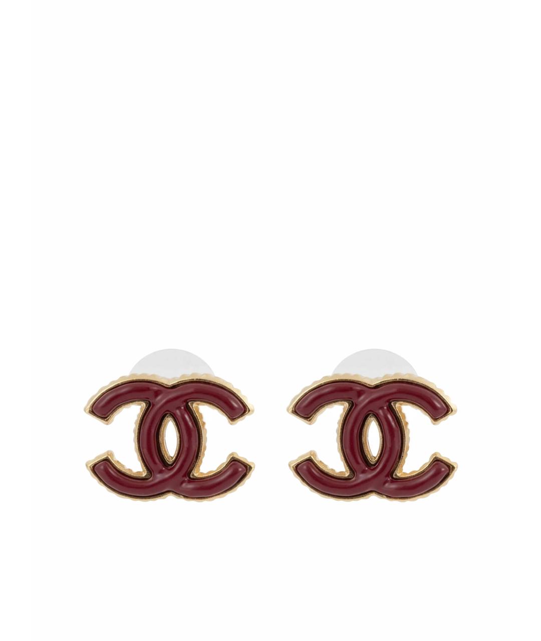 CHANEL Бордовые металлические серьги, фото 1