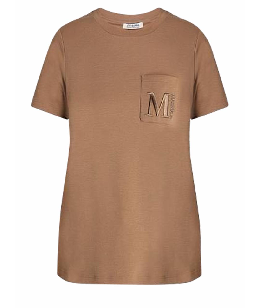 'S MAX MARA Коричневая хлопковая футболка, фото 1