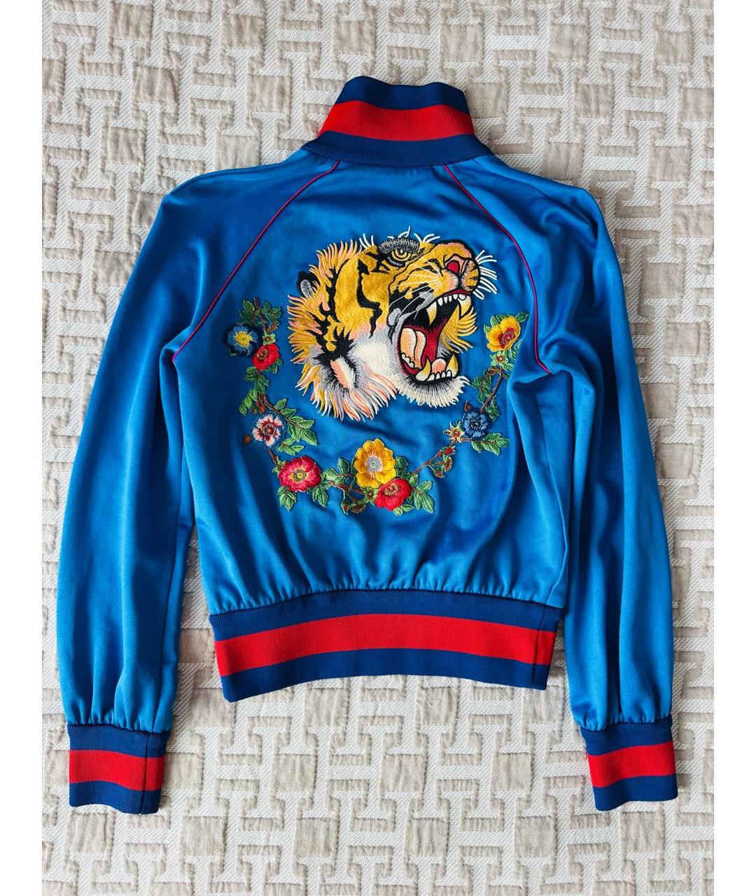 GUCCI Синяя хлопко-эластановая спортивная куртка, фото 3