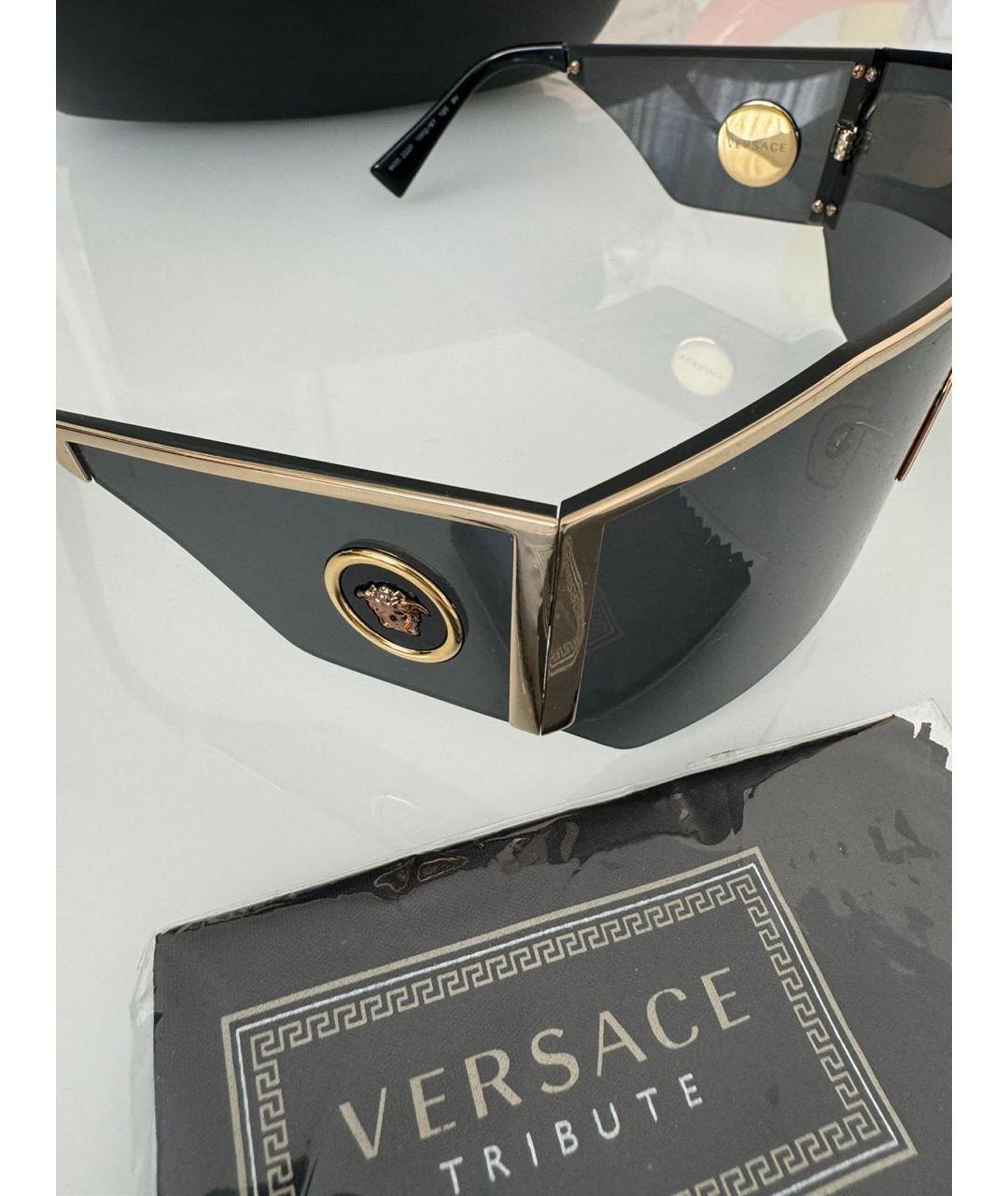 VERSACE Черные пластиковые солнцезащитные очки, фото 3